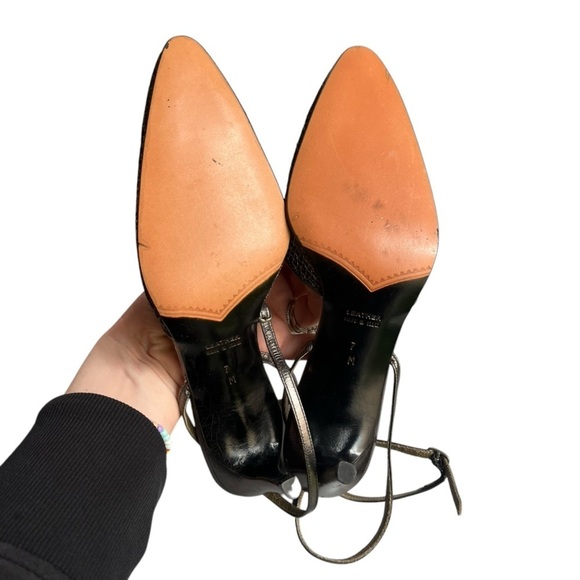 YVES SAINT LAURENT Vintage 90s Deadstock YSL Mesh Pointed Toe Slingback Heels - Picture 10 of 12